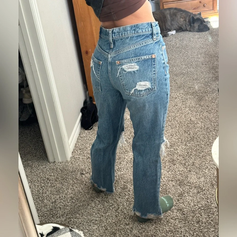 free People tapered Baggy Boyfriend in Mid Century Blue - Picture 3 of 9